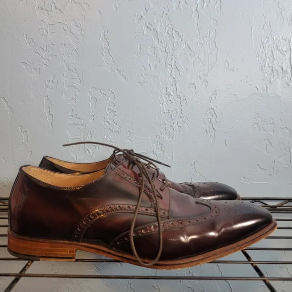 Giovacchini Cognac Wingtip Derby Dress Shoes Handmade Italy 10.5 display picture 1